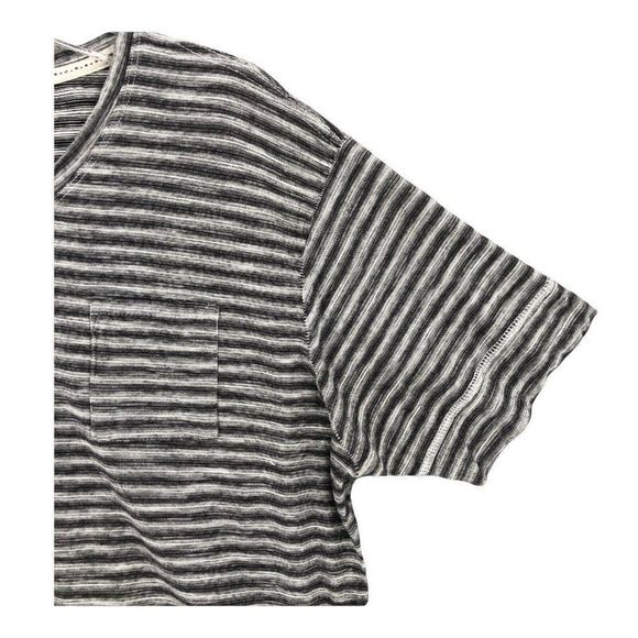 Hudson & Barrow NYC Mens T-shirt Heather Gray Stripes Medium Short Sleeve V-neck - Picture 4 of 11